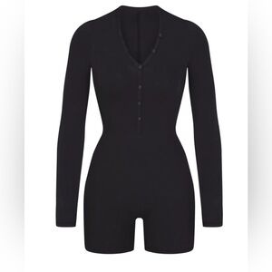 Soft Lounge Skims Button Up Henley Onesie